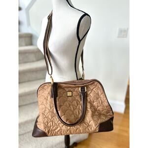 Vintage Diane Von Furstenberg Brown Quilted Top Handle Crossbody Duffle Bag